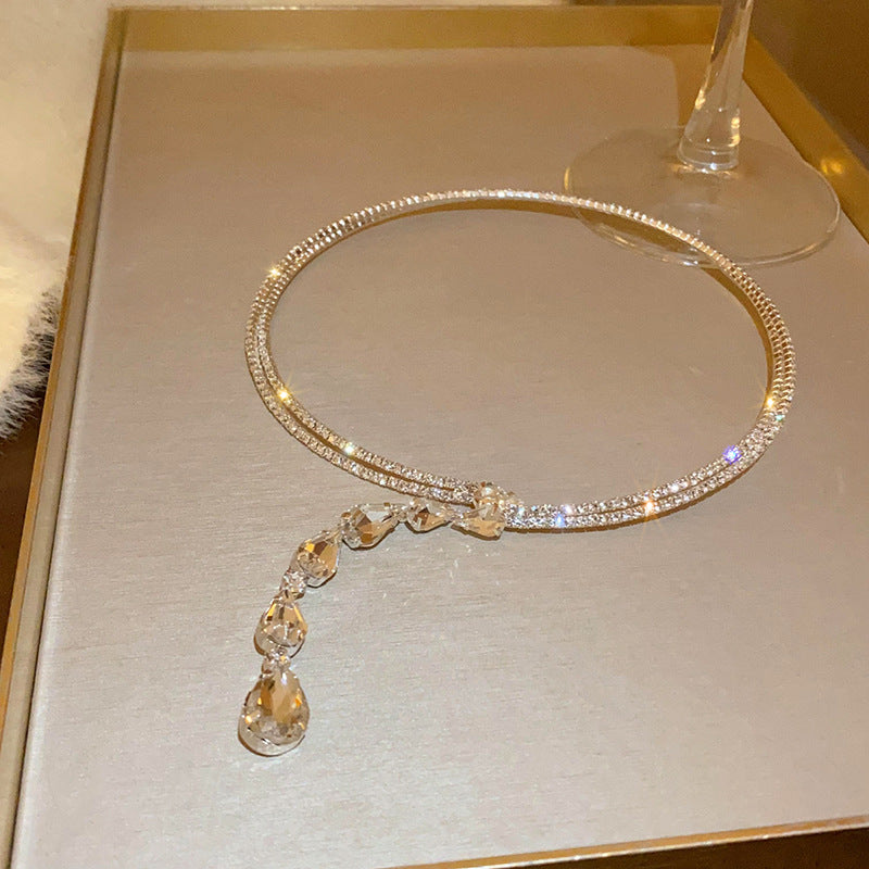 Zirconia Drop Choker Necklace