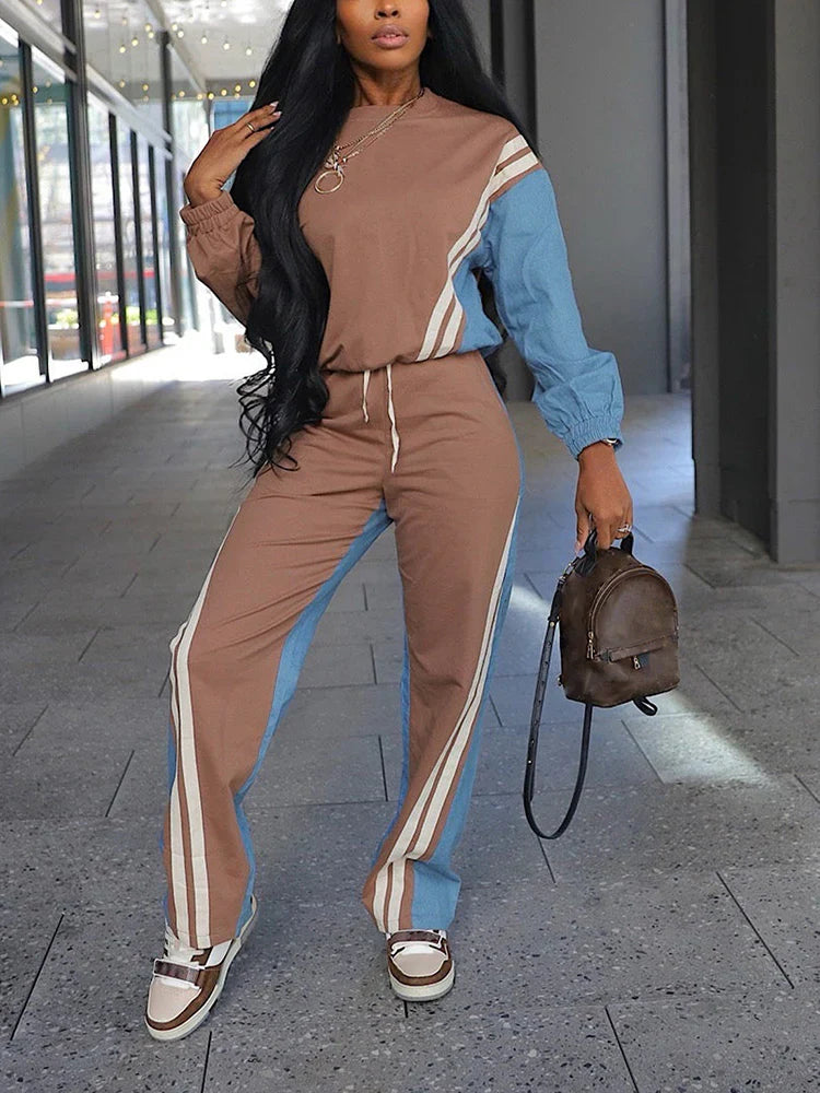 Sporty Colorblock Top & Joggers Set
