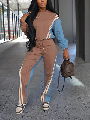Sporty Colorblock Top & Joggers Set