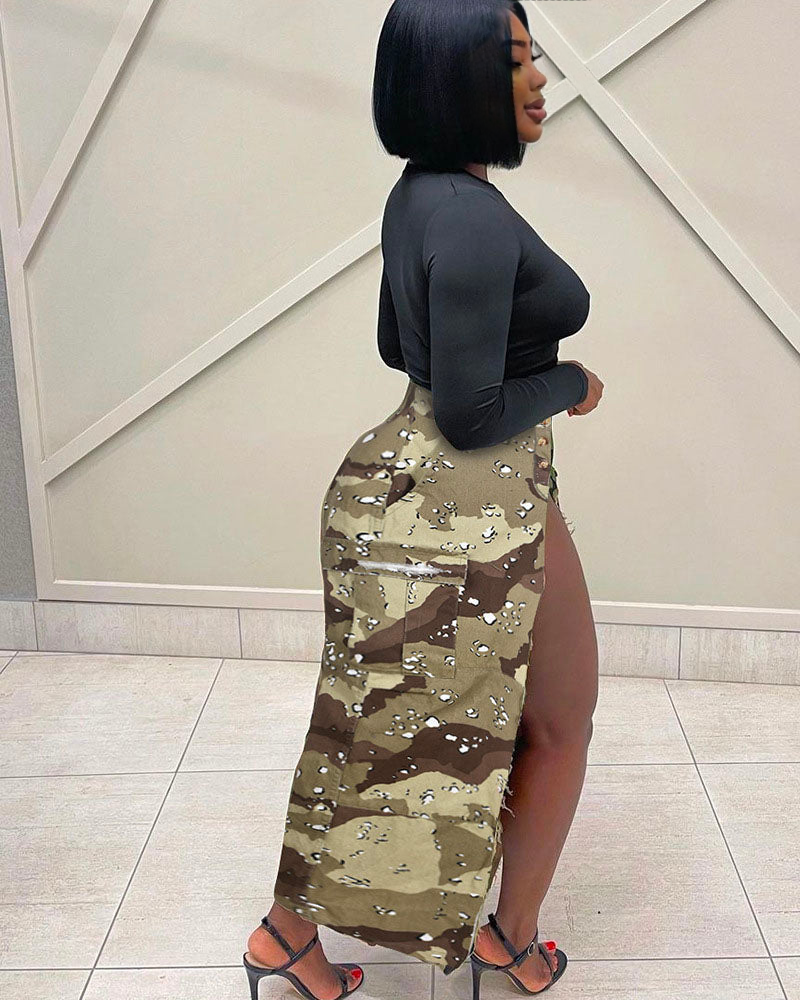 True Army fatigue Woodland Camo Skirt Camo Grey