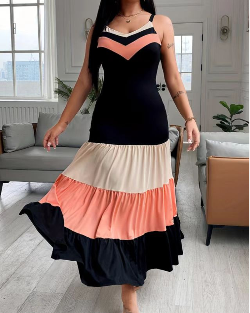 Contrast Crush Dress Orange