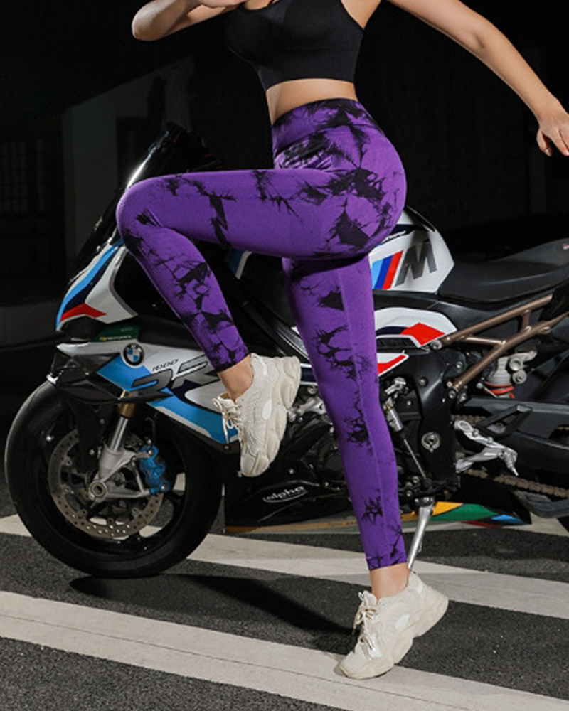 Colorful Printed Leggings Purple