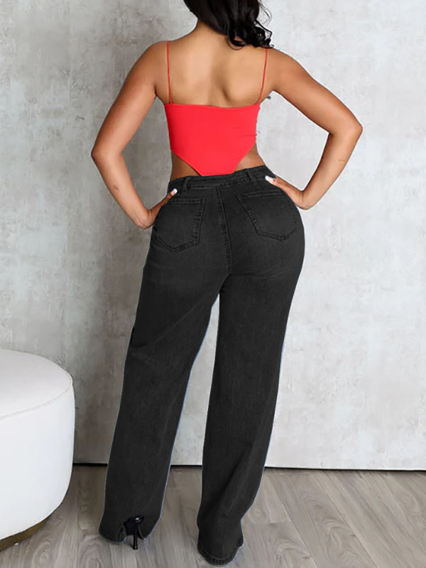 Jean droit détachable