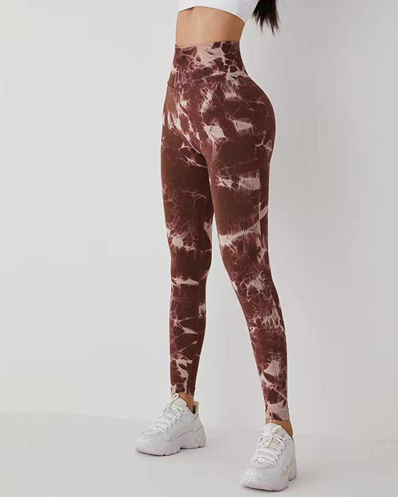 Colorful Printed Leggings BrownWhite