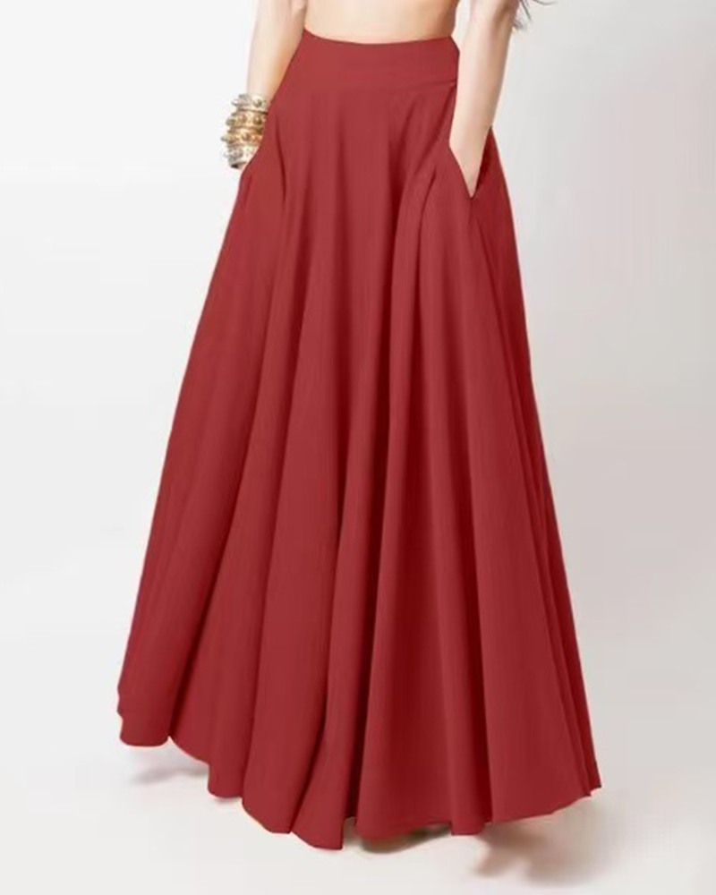 The Solid Pocket Flared Skirt