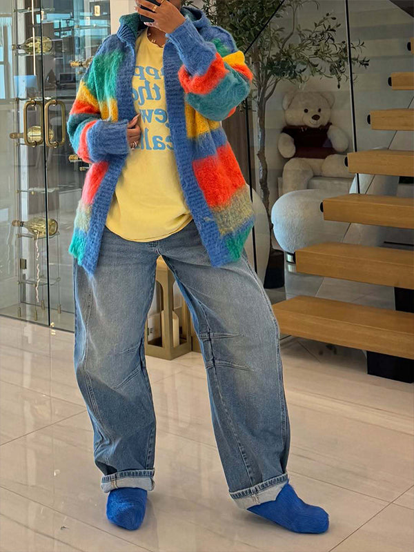 Colorblock Hoodie Cardigan