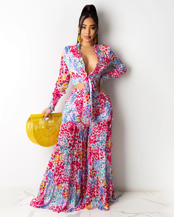 Floral Flow Pant Set Pink345