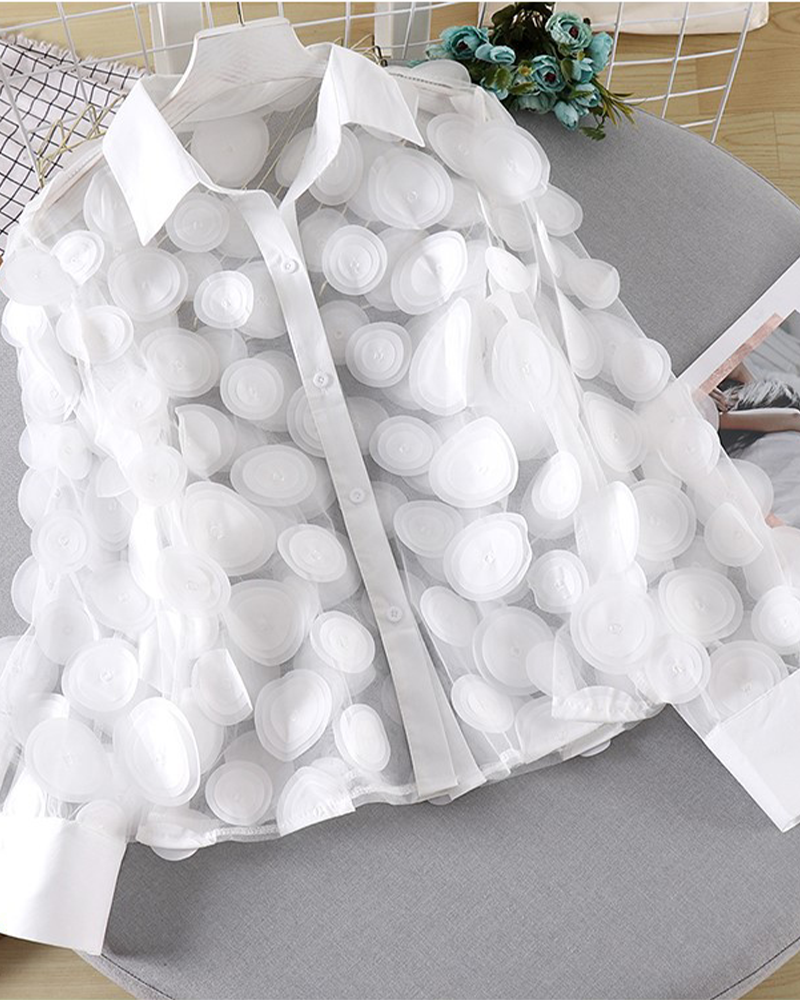 Blooming 3D Chiffon Blouse White