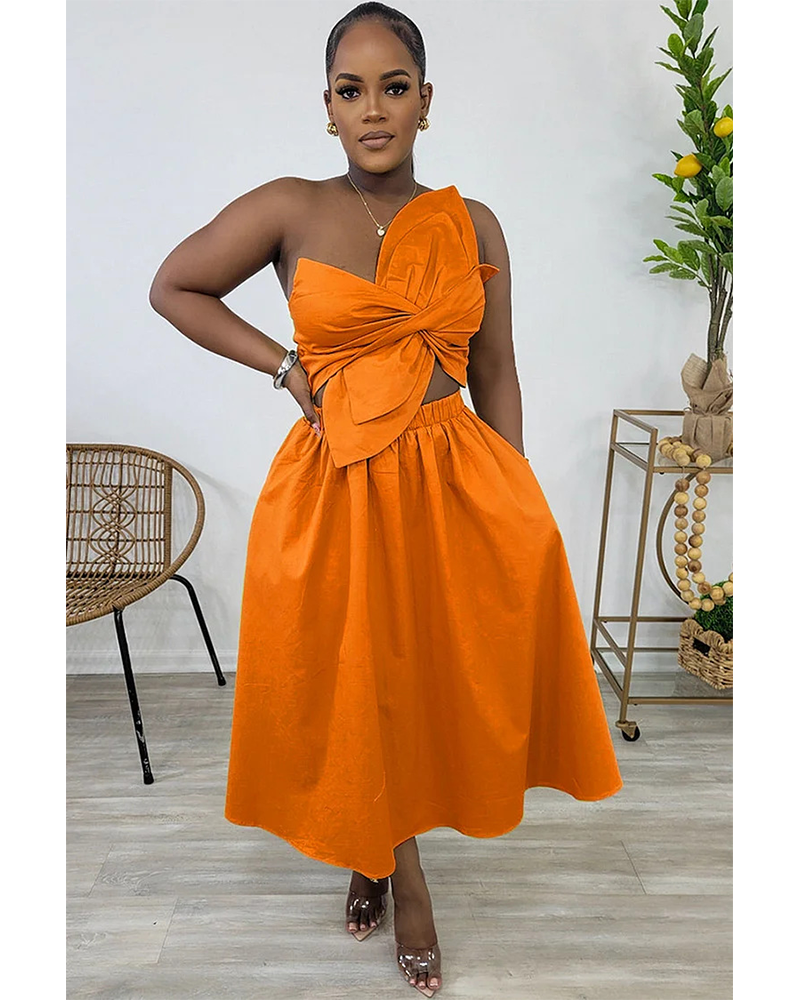 Call Me Fancy Midi Dress Orange