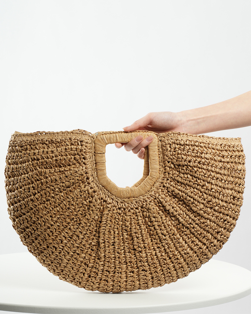 Damascus Crochet Straw Bag Khaki