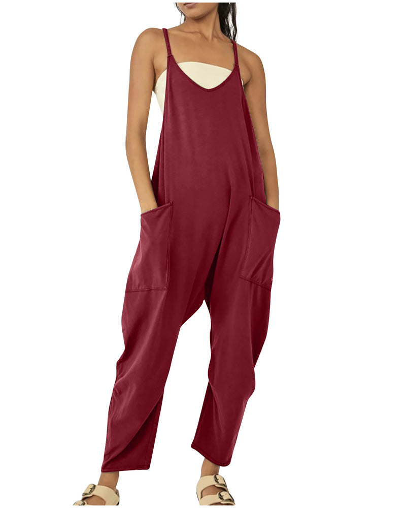 Big Pockets Jumpsuit BURGUNDY