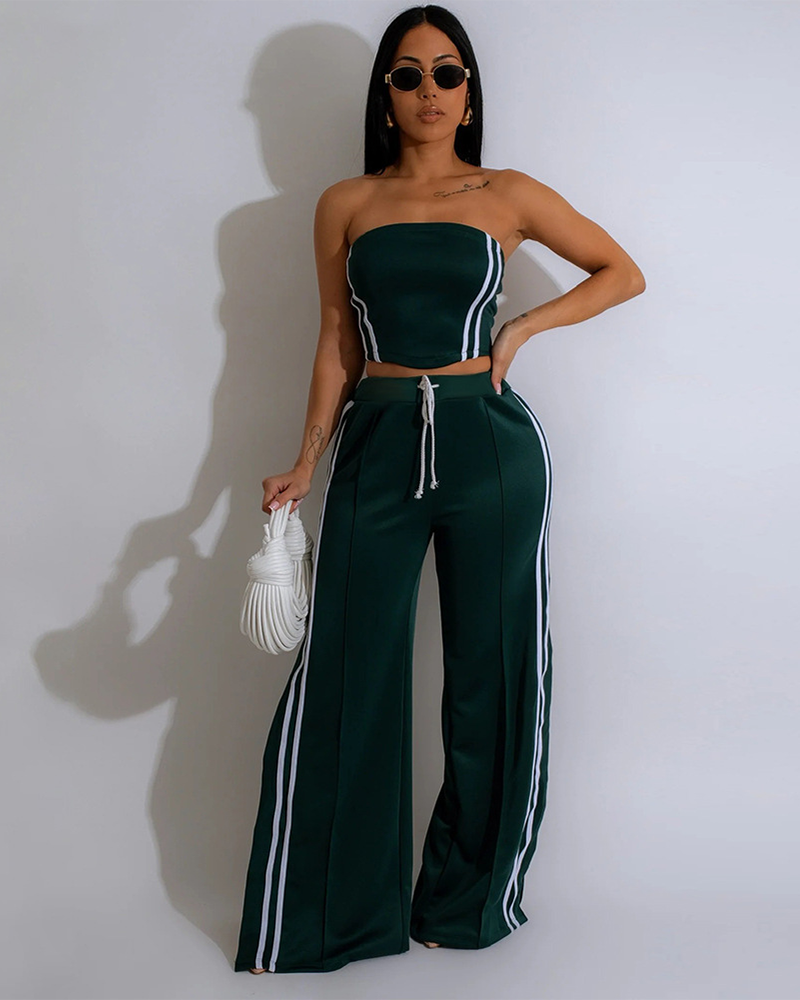 Lined & Cropped Jogger Set Emerald Green