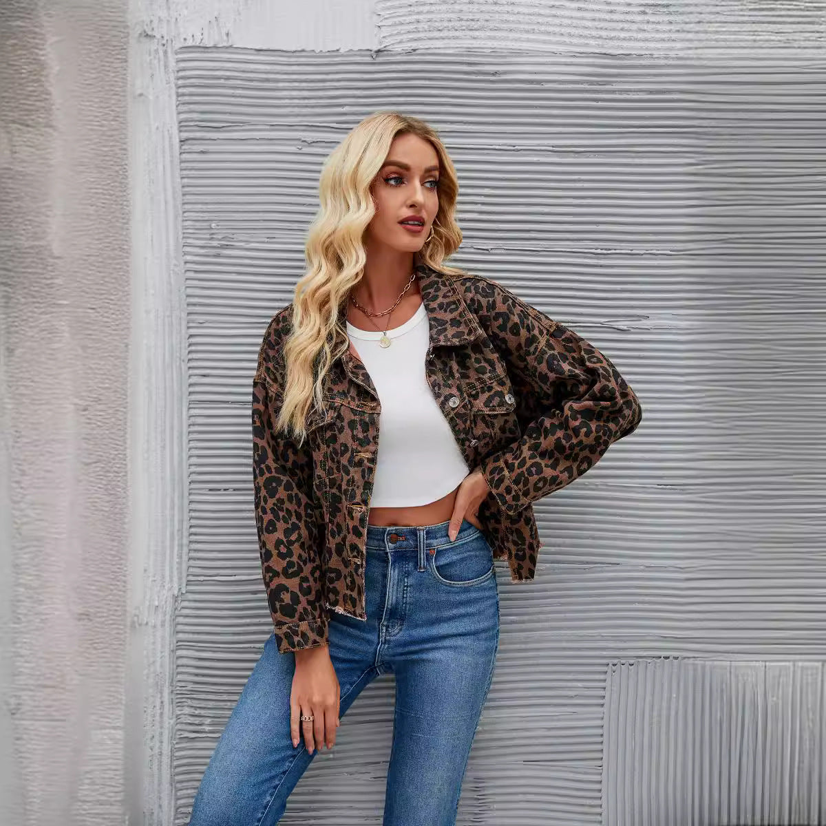 Leopard Print Fashion Casual Short Jacket