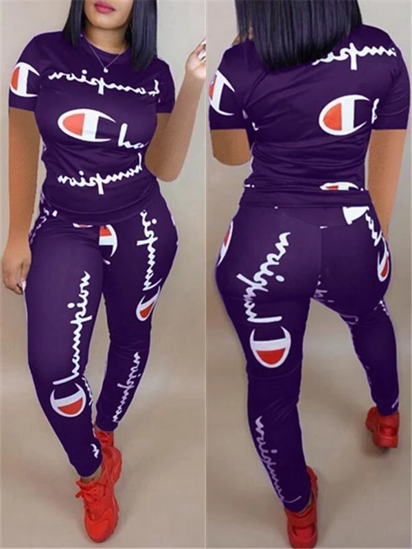 Slogan T-Shirt & Pants Set--Clearance