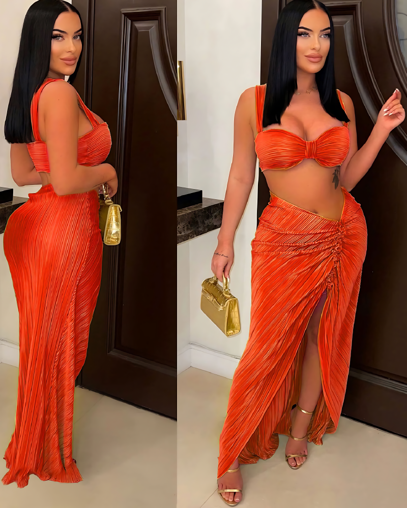 Vacay Drinks Skirt Set Orange