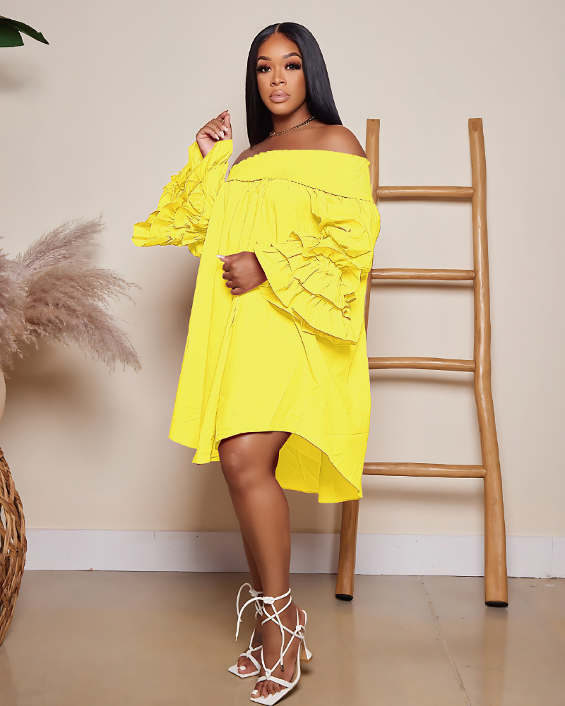 Priya Babe Off Shoulder Dress Yellow