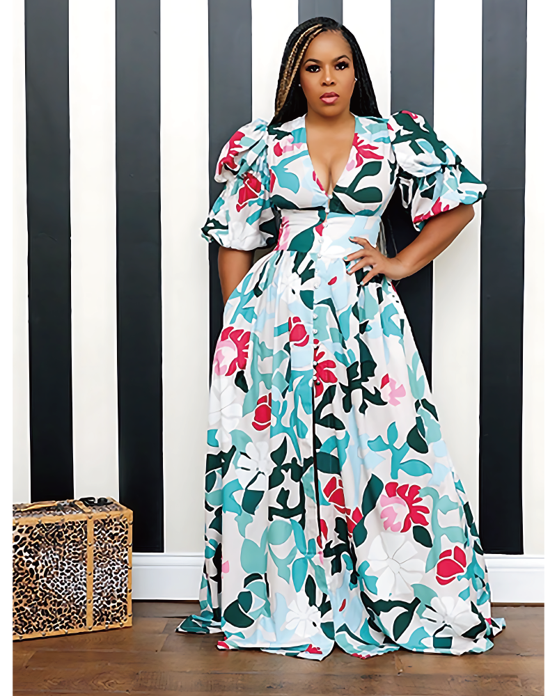 FlowerBomb Maxi Dress Blue