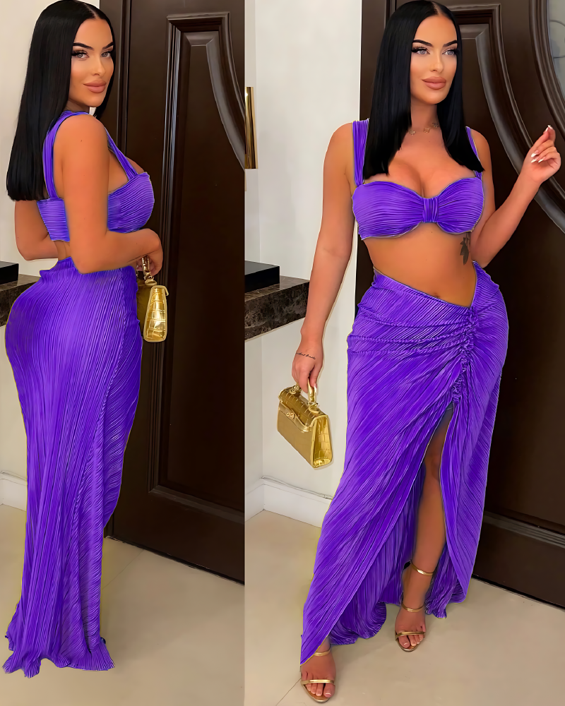 Vacay Drinks Skirt Set Purple