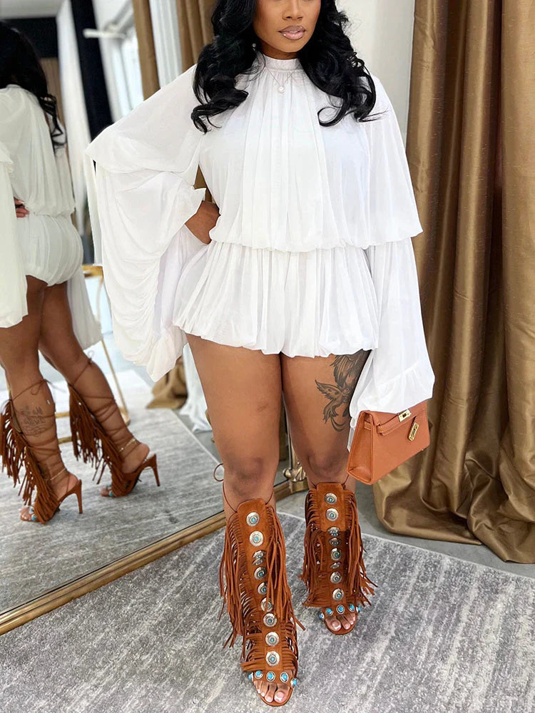 Dream Ruffle Draped Romper
