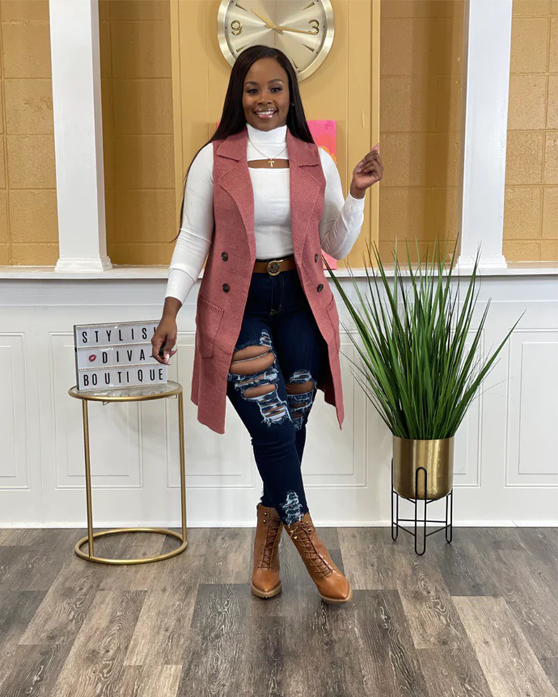 Classy Girl Cardigan Vest PINK
