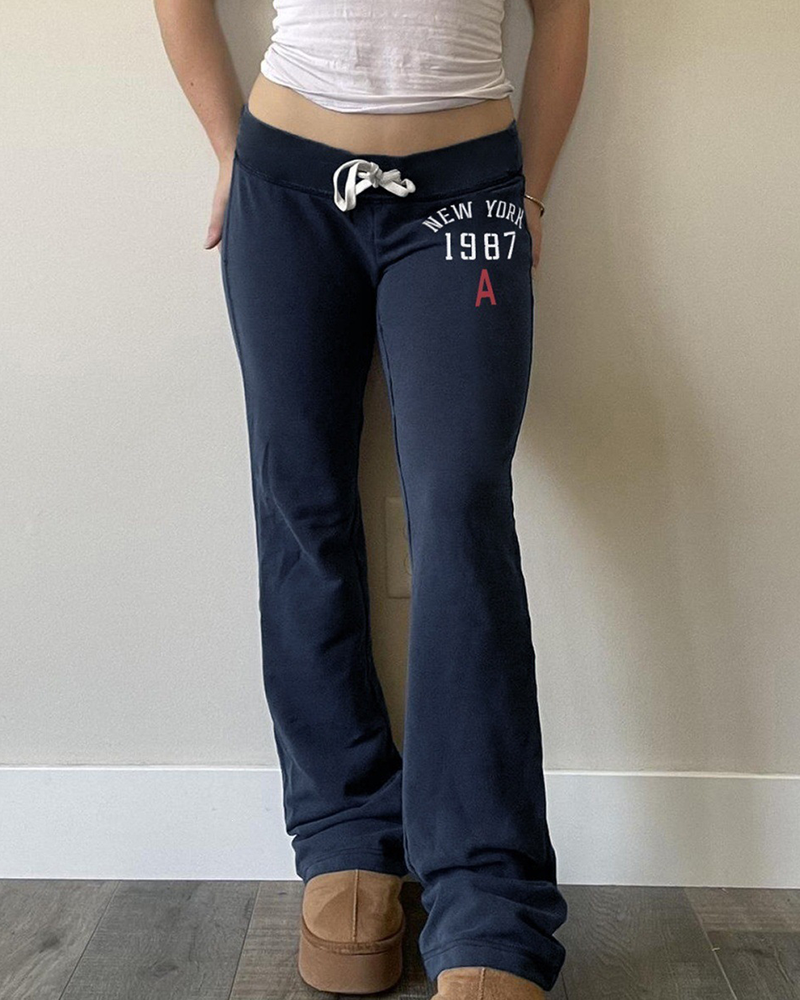 Vintage Letter Printed Flare Sweatpants