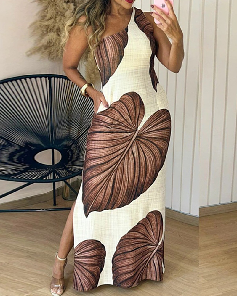 Summer Leaves Dress Coffee