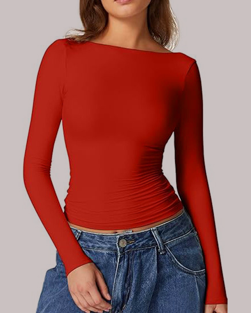 Long Sleeve Low Back Tops