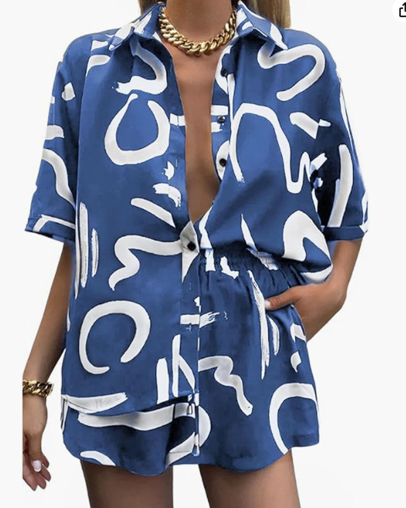 Hawaii 2PC Short Set BLUE
