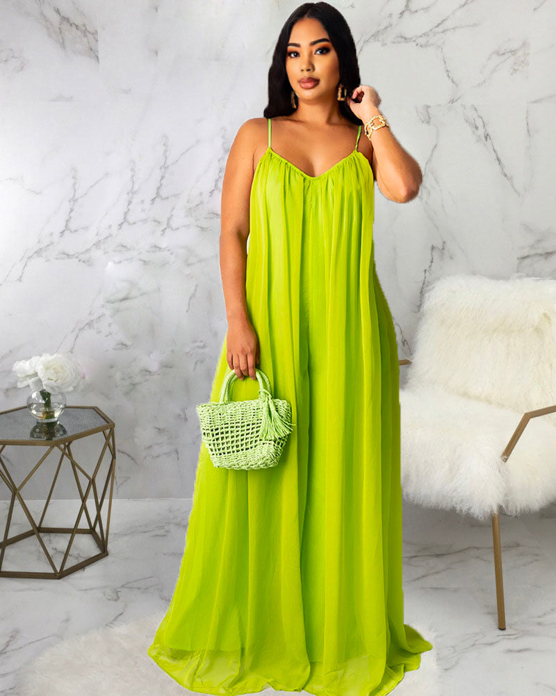 CHIFFON MAXI DRESS LightGreen