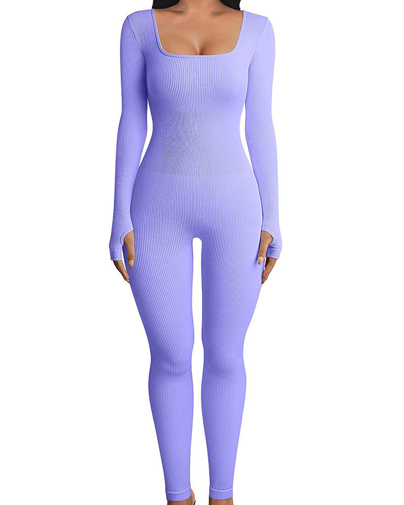 Lela Babe Jumpsuit Long Sleeves Purple