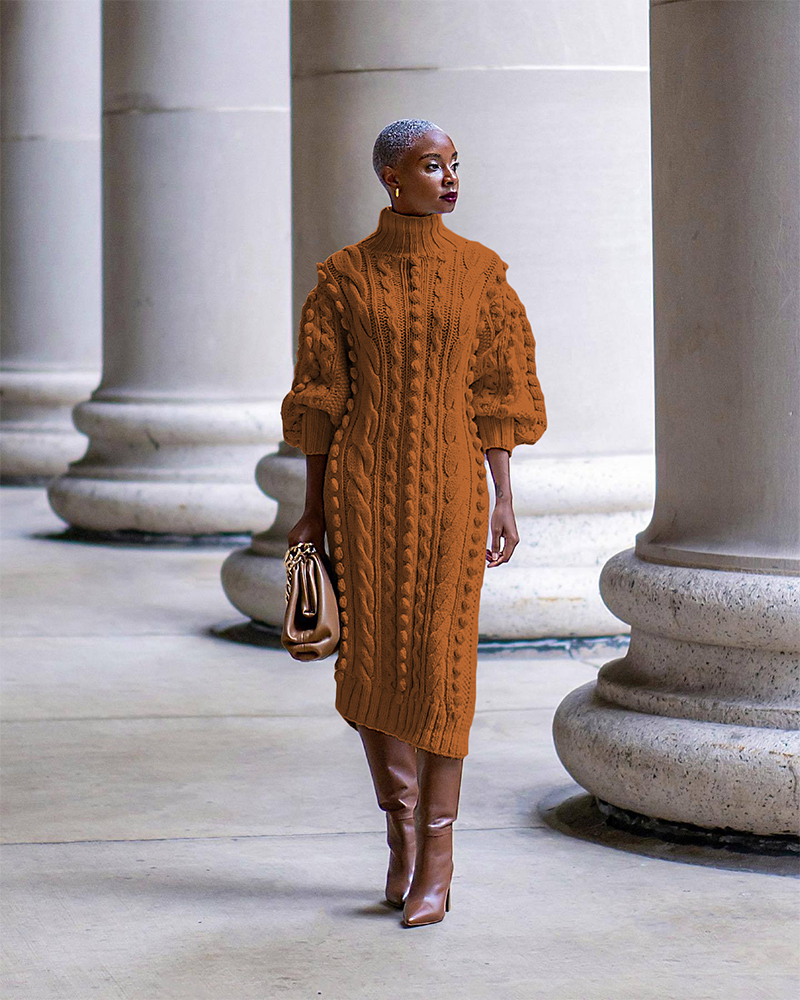 COZY SWEATER DRESS/TOP BROWN
