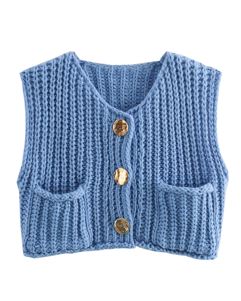 Cozy Up Knit Vest Sky Blue