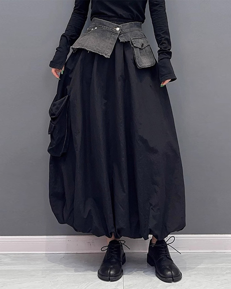 Bubble Denim Skirt ONESIZE BLACK