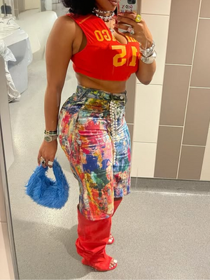 Bedruckte Jeansshorts