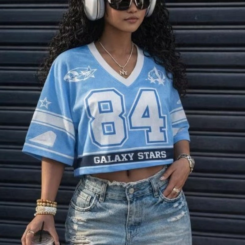 Printed Short Sleeve Cropped T-Shirt for Casual Streetwear
