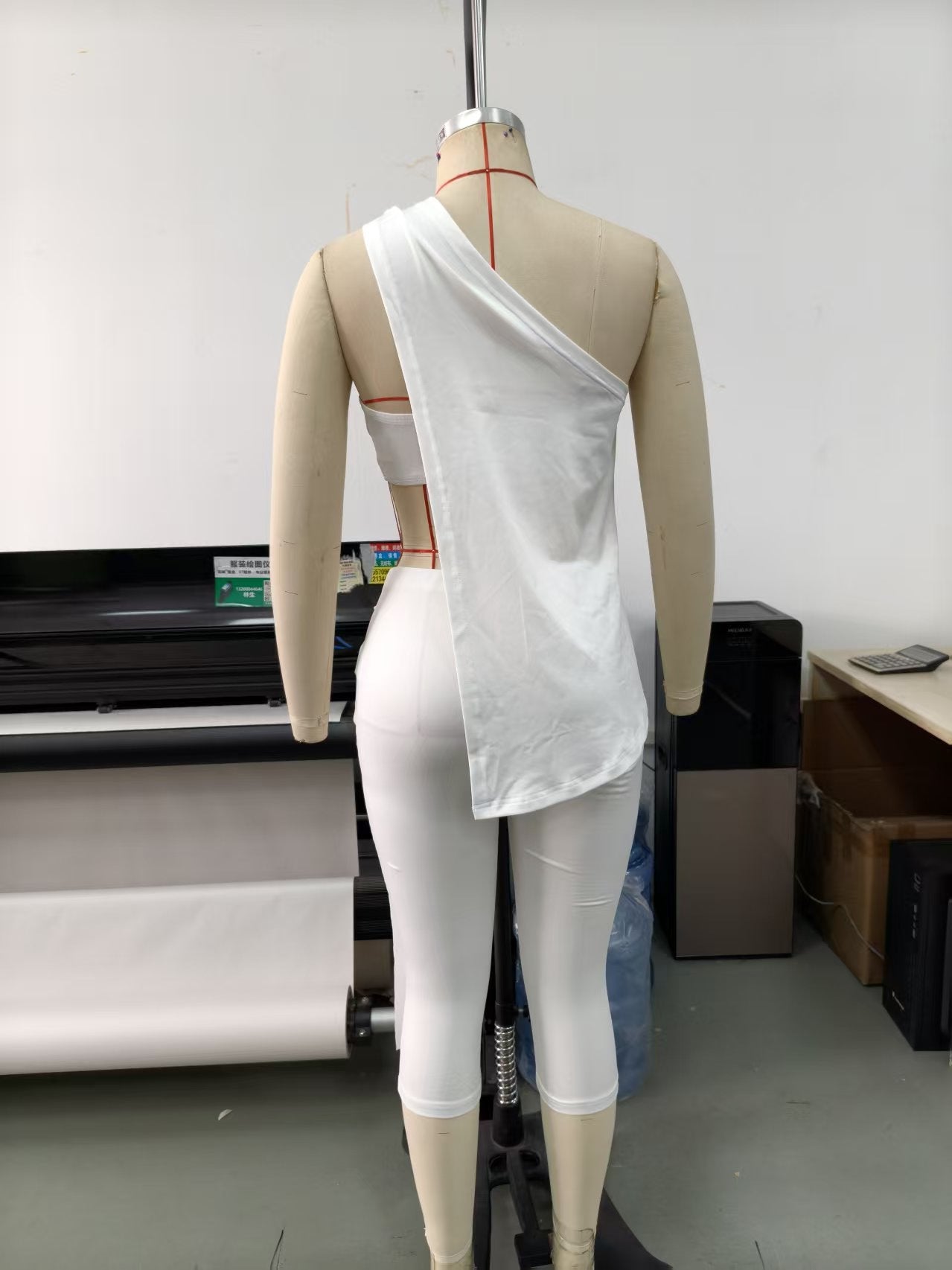 Slash Shoulder Irregular Top & Tie Waist Cropped Pants Set for Spring & Summer