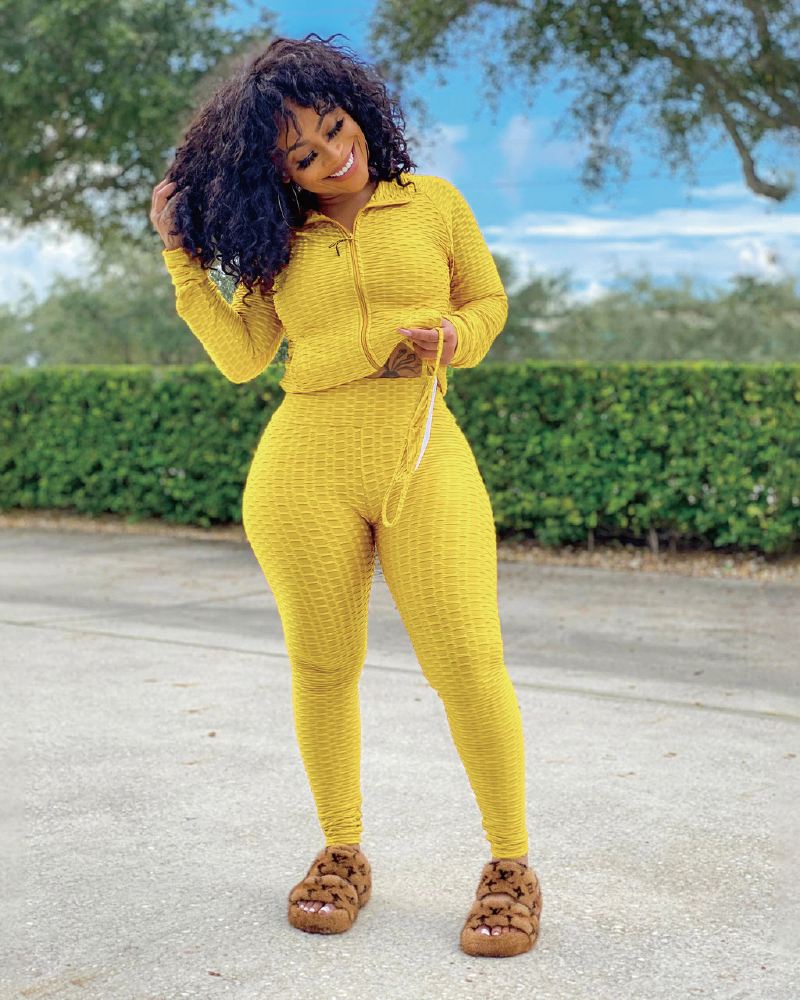 Amazing Fabric Activewear Jogger Set Yellow
