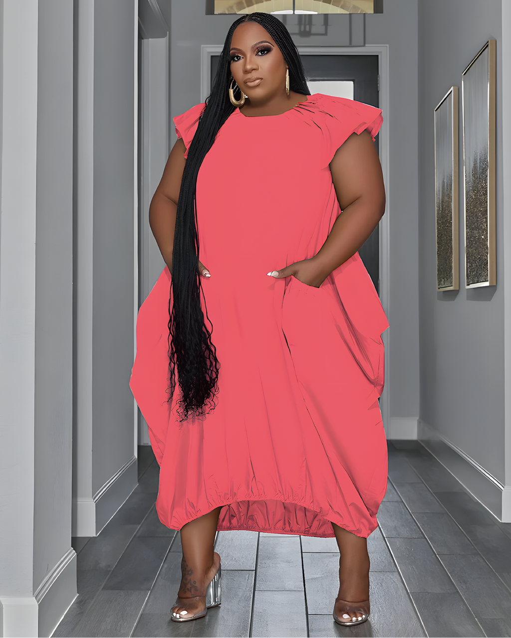 GOOD COLORS BUBBLE DRESS Red