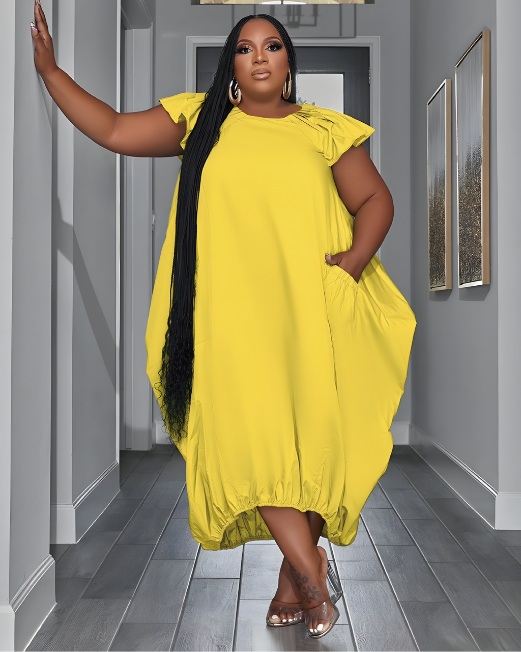 GOOD COLORS BUBBLE DRESS Yellow