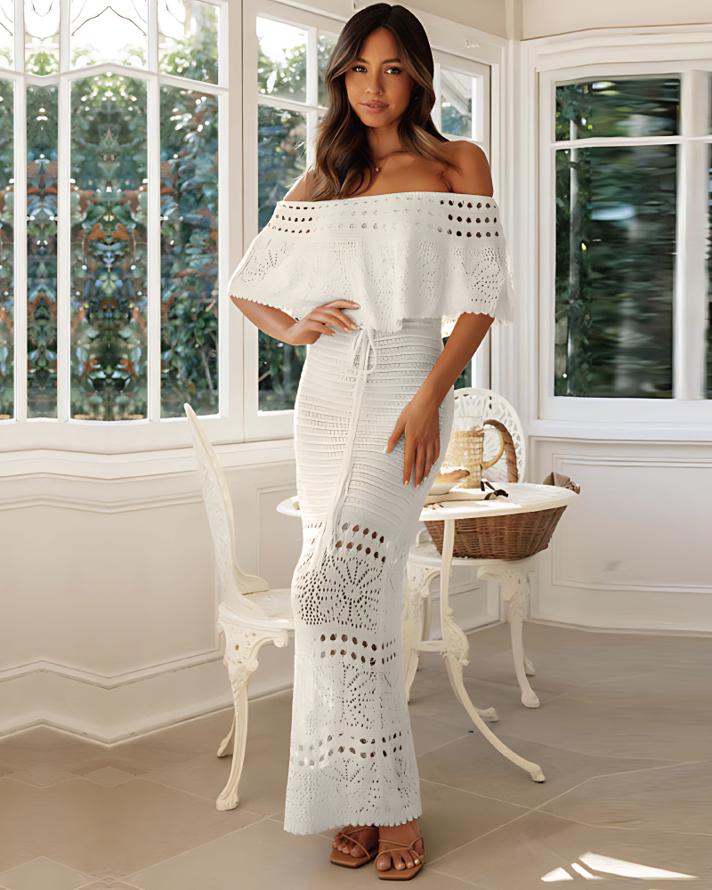 Amaya Crochet Dress White