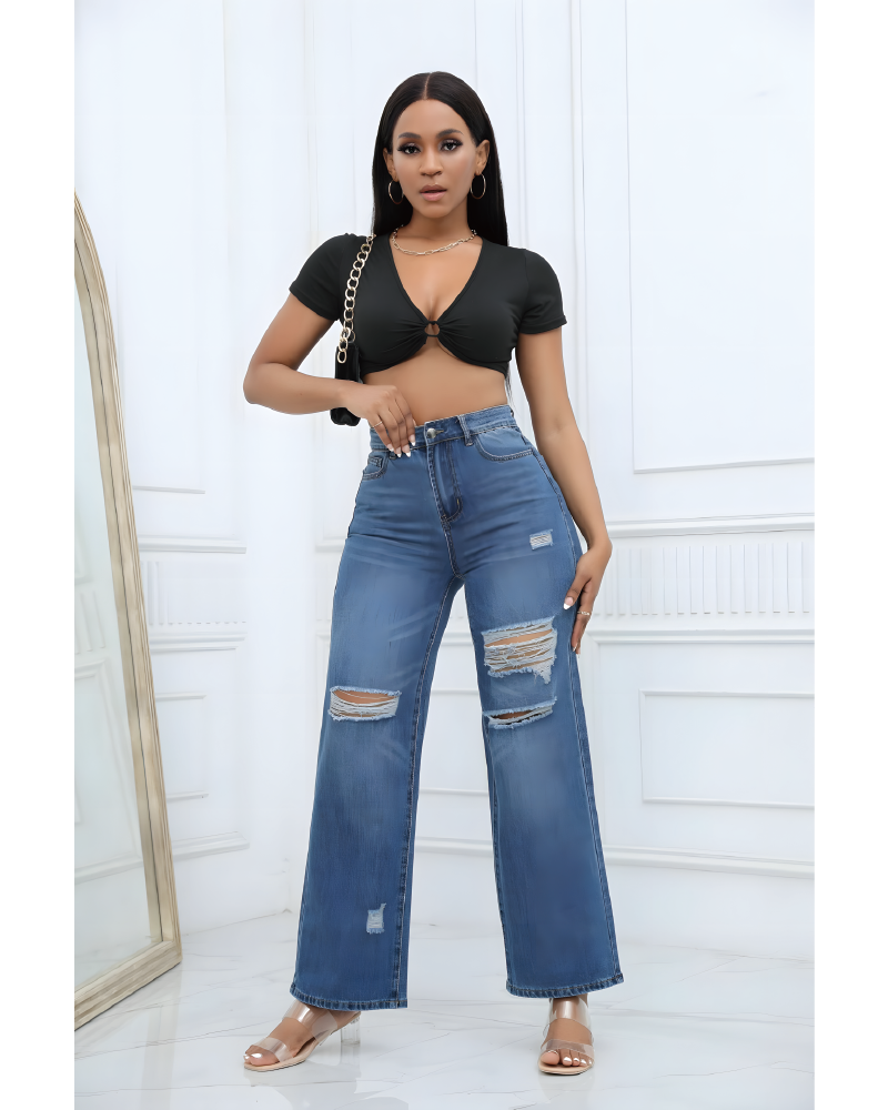 Jean droit déchiré Jorjana