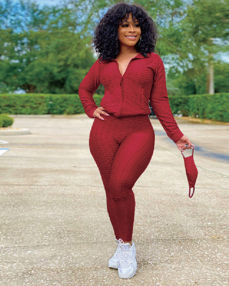 Amazing Fabric Activewear Jogger Set Red