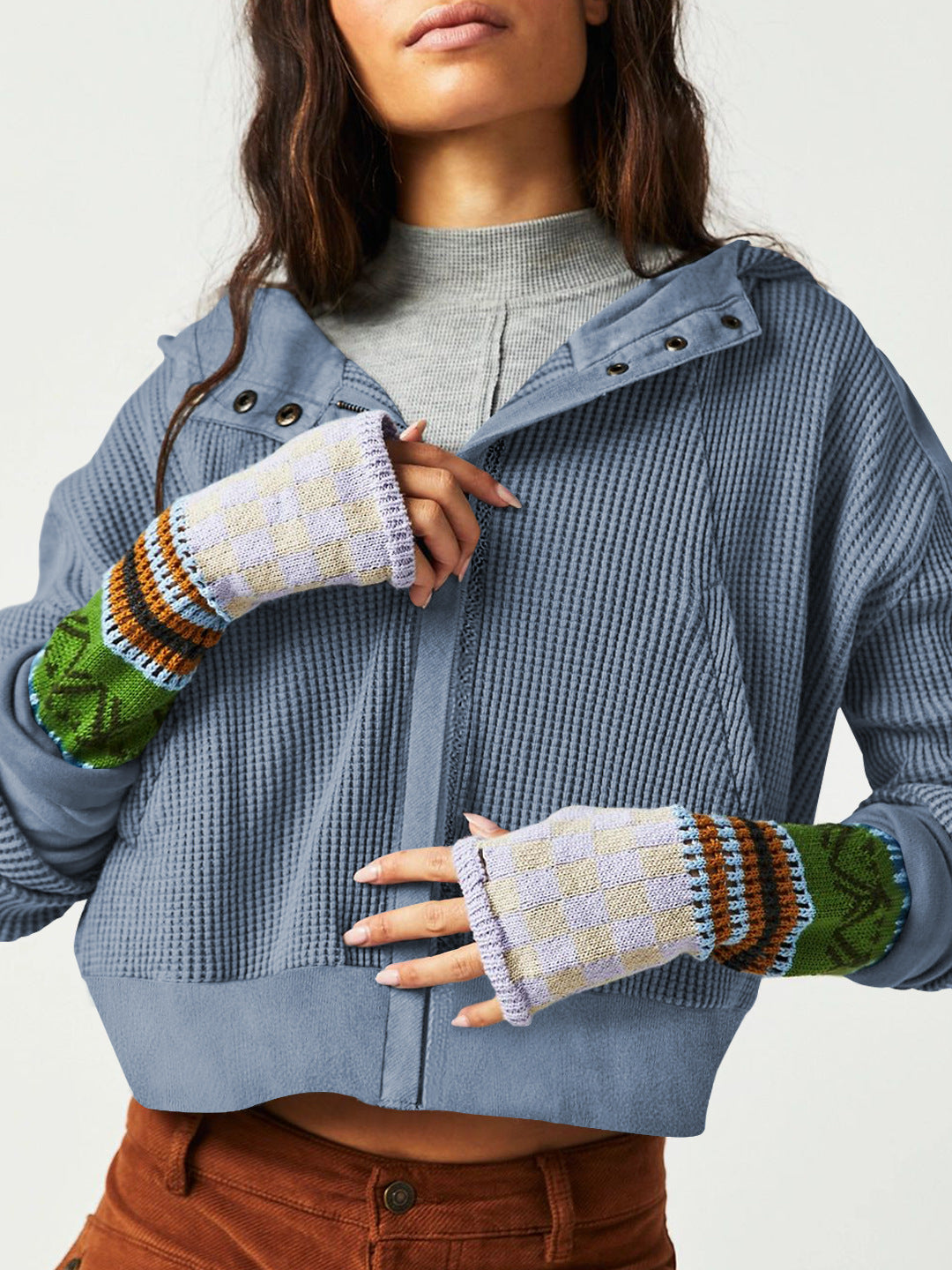 Patchwork Zipper Hoodie