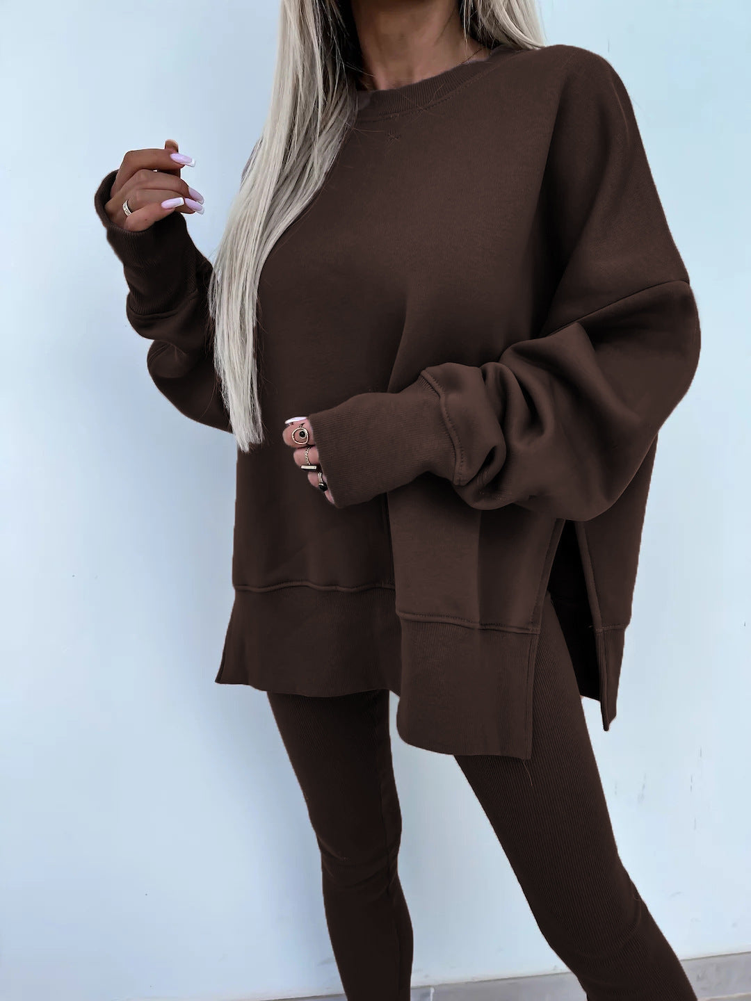 Casual Skinny Pants Loose Sweatshirt Set