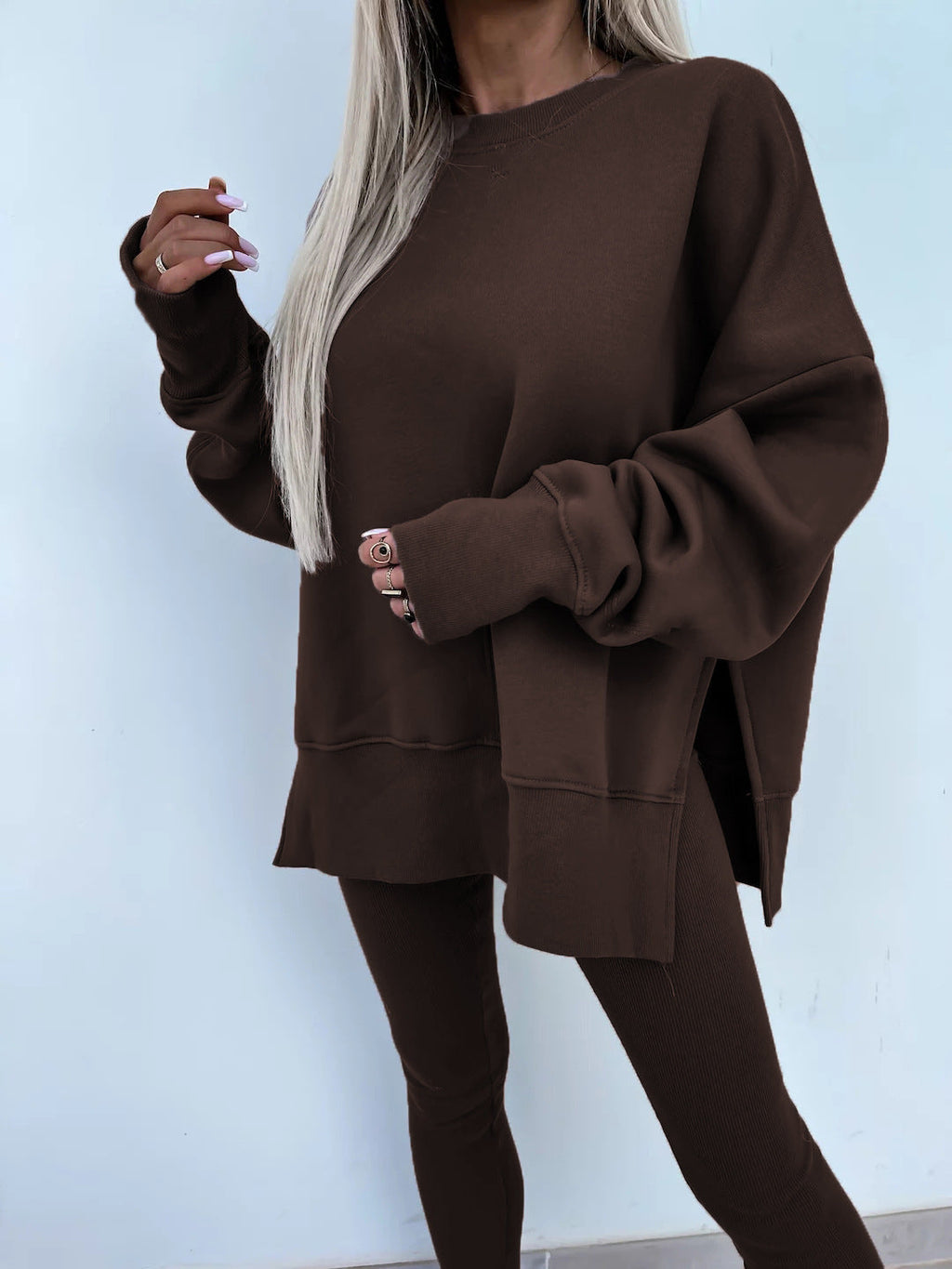 Casual Skinny Pants Loose Sweatshirt Set