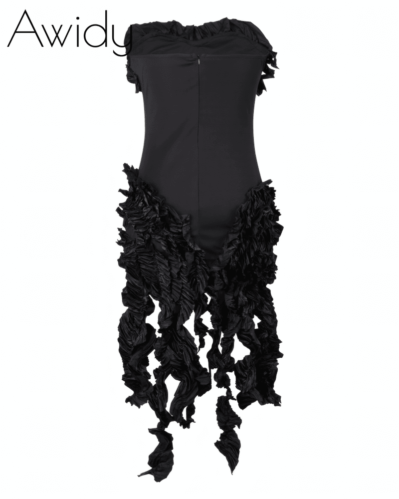 CITY LIGHTS RUFFLE MIDI DRESS