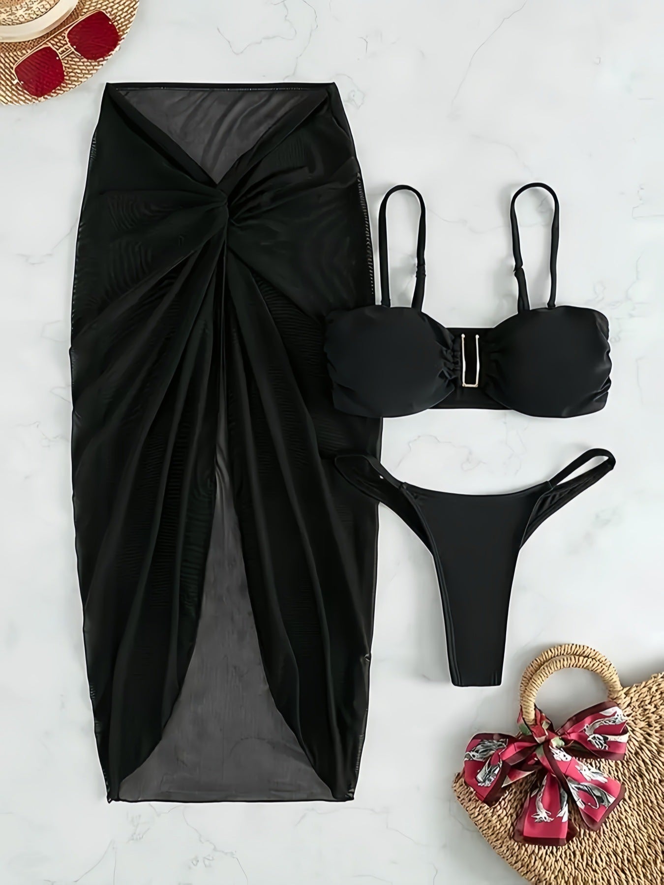 Three-Piece Bikini Swimsuit Set for Beachwear