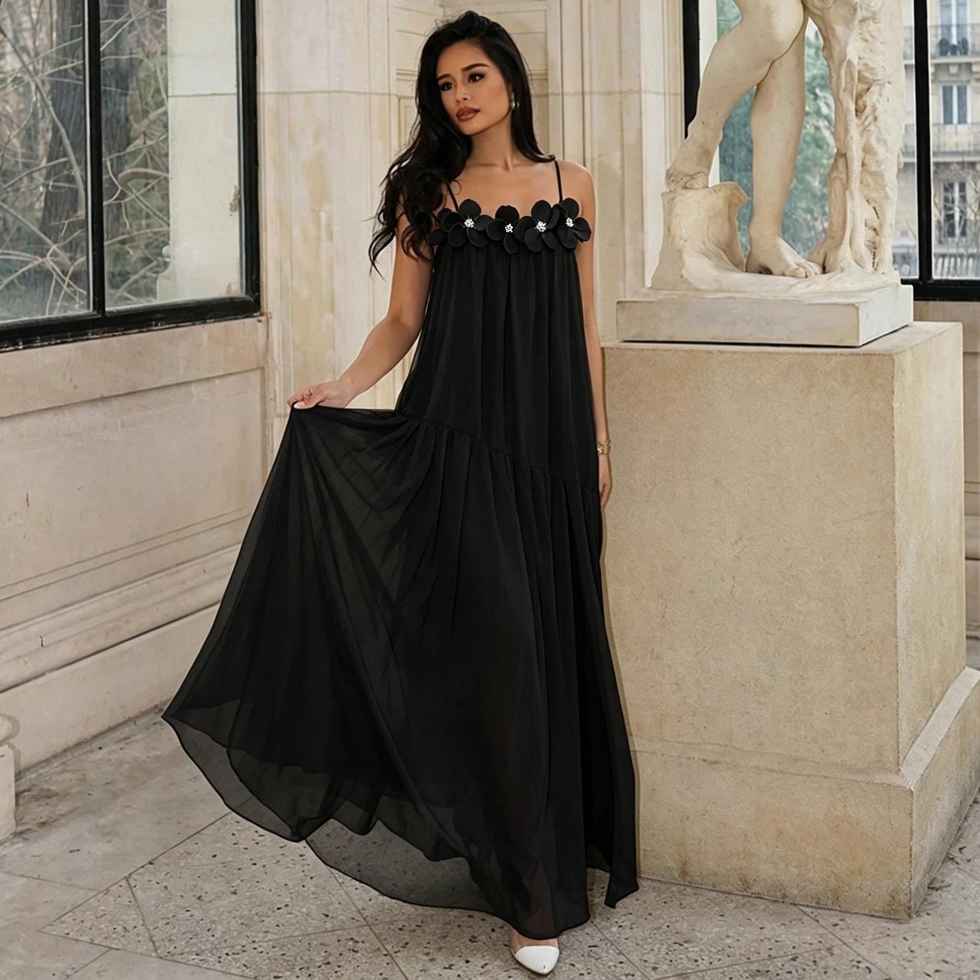 Floral Sleeveless Strap Low Back Maxi Dress for Summer Holidays