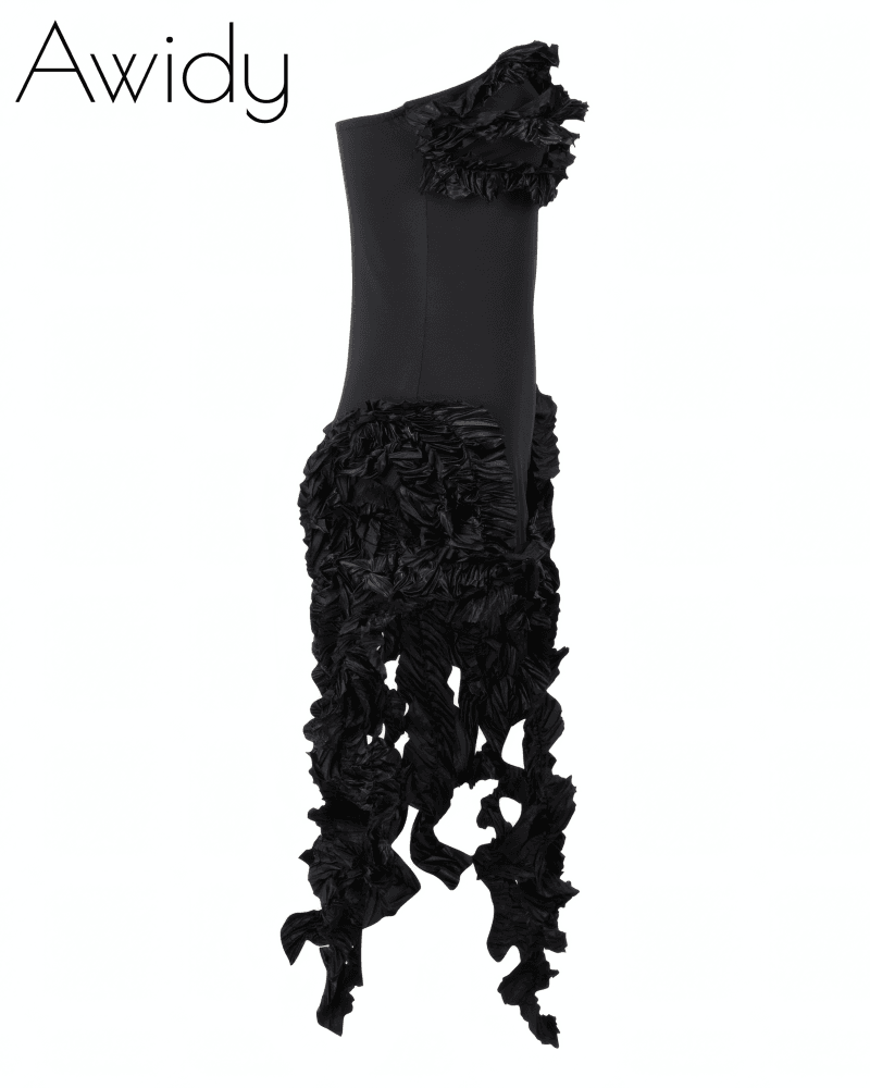 CITY LIGHTS RUFFLE MIDI DRESS