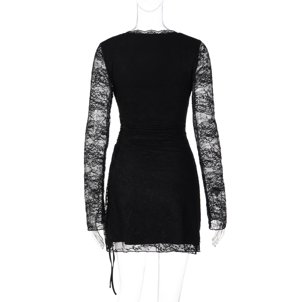 Lace Hollow-Out Split Bodycon Mini Dress for Clubwear